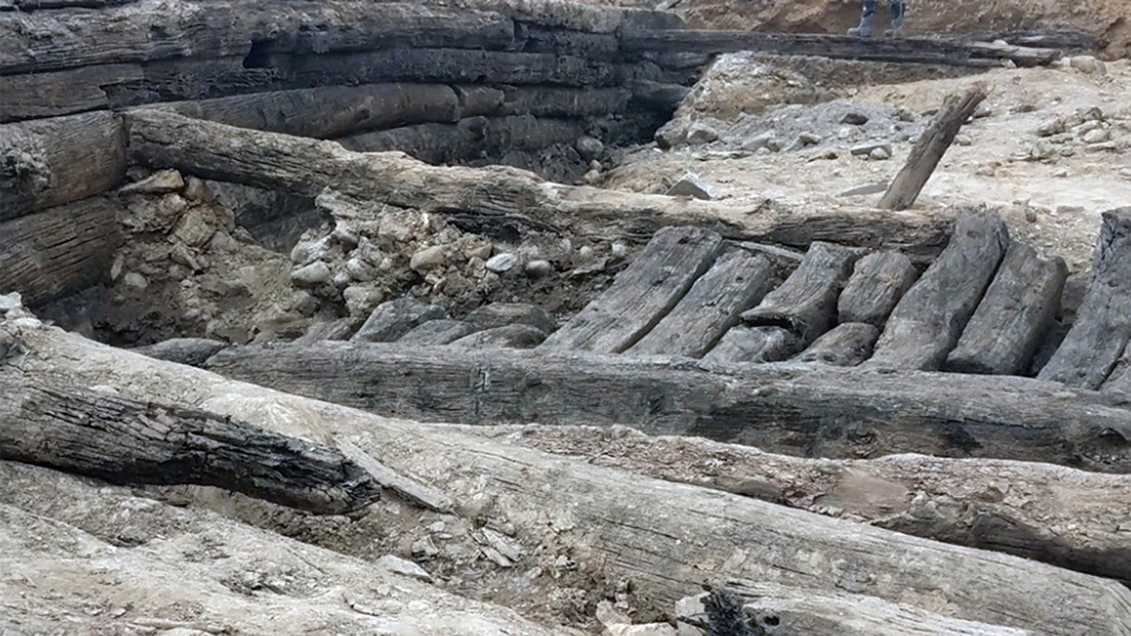 Remains of a sunken ship in Alexandria, Virginia. 